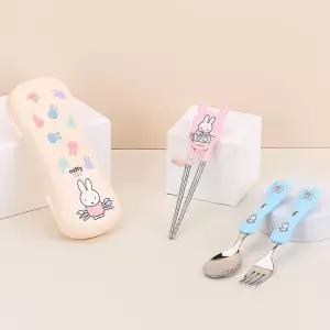 미피 익스슬림 스텐 킨더젓가락 스푼포크케이스4P세트수저 멀티 캐릭터식기 이유용품 아동 유아