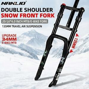 난리오 더블 숄더 스노우 포크 20/26x4.0 인치 팻 타이어 에어 서스펜션 34mm 튜브 135mm 허브 폭 전기 자