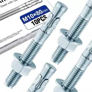 Usdrwam 10Pcs 3/8 × 3-1/8 콘크리트 앵커 볼트 시멘트 벽돌 및 조적용 아연 도금 탄소강 쐐기