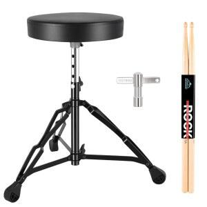 EASTROCK 드럼 왕좌, 패딩 시트 스툴, 미끄럼 방지 발 포함, 성인 및 드러머용(다크 블랙)