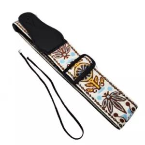 화이트 줄 자수 기타 스랩 문양어깨스 어깨스 악기멜빵 통스 일렉스 기타끈 어깨끈 스렙