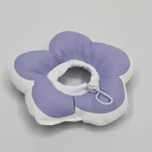반려묘 꽃피는 강아지 고양이 쿠션 넥카라 퍼플 S소형견 핥음방지 방수 습진 대형용품 깔대기 깔때기 중형