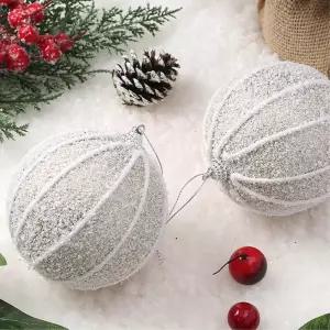 샴페인골드 장식볼 2p 10cm 스노우세로줄 트리 액세서리 소품 크리스마스 오너먼트 악세사리 트리볼