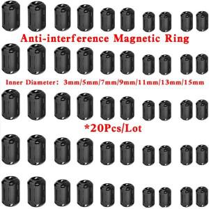 링코어 페라이트 비드 클램프 초크 코일 EMI RFI 노이즈 필터 클립 블랙 마그네틱 스냅온용 스냅 케이블 3.