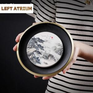 시피 컵 베어링 가정용 블랙 접시 라이트  하이 엔드 골드 트레이싱 라인 콤부 세라믹 티 테이블