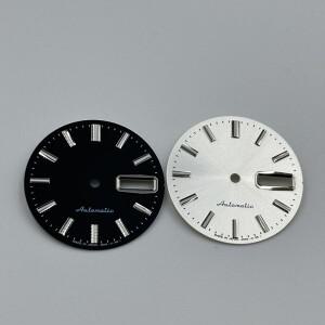 호환상품 28.5mm 클래식 블랙 화이트 스포츠 다이빙 시계 다이얼 NH35/36 자동 운동 내구성 실버 NH35 케이