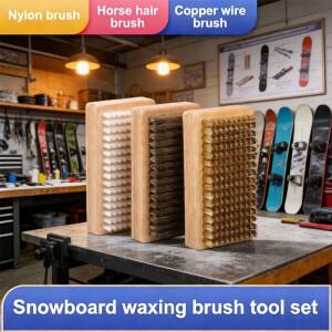 호환상품 나무 손잡이가 있는 1PC 스키 왁싱 브러시 황동/나일론/말털로 제작 스노우보드 유지 관리에 필수