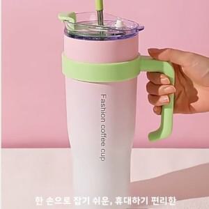 도핀크 패션 커피컵 빨대 포함 아이스 킹 보온컵 냉온 스테인리스 스틸 물병 휴대용 사무실 차량용