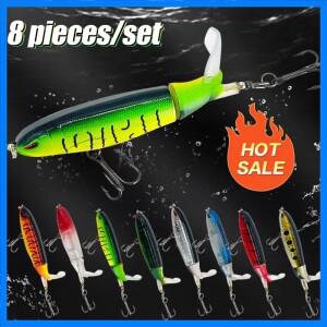 3/8/10Pcs Whopper Plopper 10Cm/14Cm 낚시 미끼 인공 하드 미끼 Wobbler 회전 꼬리 낚시 태클 3D 눈