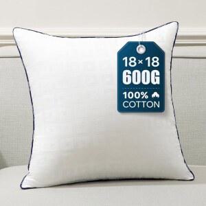 팬토스코퍼스 18x18 베개 삽입물 - 100% 면 자카드 커버가 포함된 베개 삽입물 - 18인치 침대 및 소파 베개 사각형 폼 던지기 베개, 1팩
