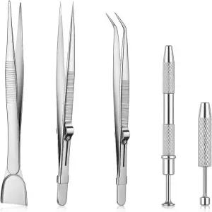 다이아몬드 홀더 픽업 도구 그래버 세트 비즈 주얼리 볼 정밀 핀셋 보석 제작용 잠금 5개