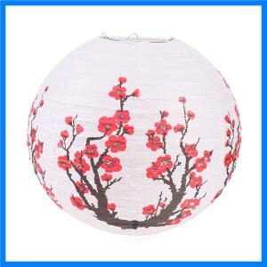 매화 꽃 원형 종이 랜턴 램프 쉐이드 중국 골동품 종이 랜턴 새해 종이 전등갓 홈 장식 30cm