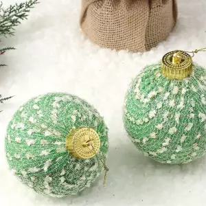 비타리토 시스루 레이스 장식볼 10cm 2p 라운드그린트리볼 트리볼 악세사리 성탄절 소품 크리스마스 액세서