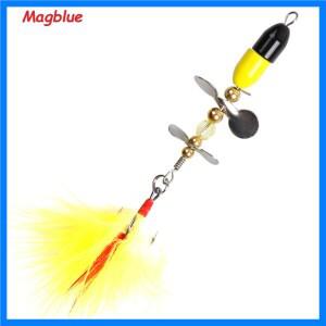 MAGBLUE 1Pcs 복합 회전 스팽글 프로펠러 미끼 깃털 트레블 훅 8.5cm/9g Wobblers 스윙 금속 광산 미끼 물