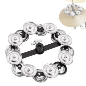 이스트록 5인치 심벌 하이햇 탬버린 장착형 장착 심벌즈가 드럼 실버 키트 더블 위한 16개의 스탠드 로우 스테인리스 스틸 연주자를