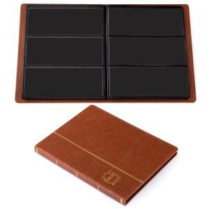 ETTONSUN 가죽 60포켓 종이 머니 앨범 지폐 디스플레이용 수집가용 페이지 용품 수집 보관 10개의 컬렉션 브라운 여행 포함 통화 홀더 홀더 청구서 스탬프