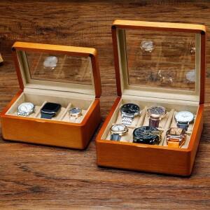 단단한 나무 시계 보관 상자 남자 손목  투명 창 레트로 복고풍 엔틱 팔찌 쥬얼리 디스플레이 케이스