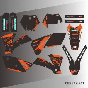 호환상품 KTM 125 200 250 300 400 450 525 EXC 전체 그래픽 데칼 스티커 키트 맞춤 번호 이름