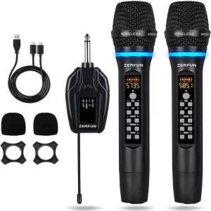노래방 노래 교회 행사를 위한 에코 트레블 BASS VOL 채널 제어 기능을 갖춘 ZERFUN 듀얼 무선 마이크