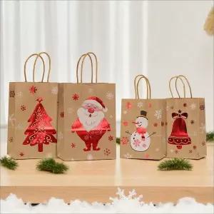 크리스마스 종이쇼핑백 산타 선물 포장 손잡이 페이퍼백