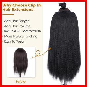 합성 7피스 클립인 헤어 익스텐션 헤어 야키 스트레이트 익스텐션 (흑인 여성용) 롱 레이어드 헤어 익스텐