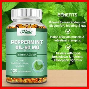 페퍼민트 오일 50 Mg - 위장 및 소화 위 건강 지원 팽만감 및 가스 개선 소화 개선에 좋습니다.