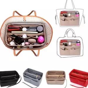 펠트 이너백 여성용 지퍼형 백인백 가방 이너백 화장품 정리 여행용 다용도 수납함 소지품 데스크 간편