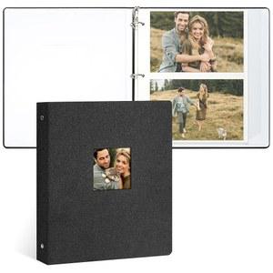 비엔로즈 사진 앨범 셀프 3 링 바인더 사진 앨범, 린넨 커버 스크랩북 앨범, 스티커 페이지가 있는 사진 앨범북 2x3 4x6 5x7 8x10 사진 (블랙, 20매 / 40페이지)