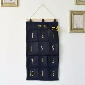 [골드스마일]패브릭 소재 벽걸이 수납포켓 네이비 컬러 정리함