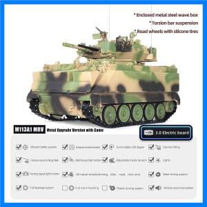 1/16 RC 팬저 통데 무선 조종 탱크 M2412-A M113A1 MRV 반동 발사 플래싱 320 터렛 회전 금속 구동 기어박