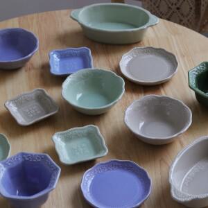 로맨틱한 노래 제어 릴리프 귀여운 미니 소형 소형 접시 양념 케이크 딥 볼  모양 수제 세라믹 식기 가정용