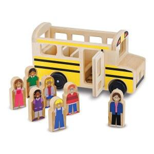 Melissa & Doug 스쿨 버스 나무 놀이 세트, 7개의 플레이 피규어 포함