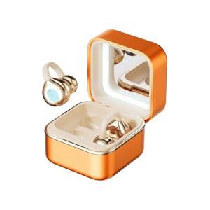 이어버드 오픈 이어 헤드폰 클립, 메이크업 미러 LED 조명이 장착된 무선 블루투스 6.0, 50시간 플레이타임, 오버 여성 선물, 스포츠, 운동 및 안경 착용자에게 편안한 오렌지 색상