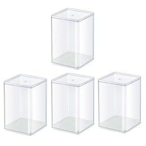 수집품 미니피규어 미니 인형 장난감 정리함을 위한 4팩 클리어 피규어 디스플레이 케이스 3x3x4.5인치 소형 아크릴 보관함 쇼케이스