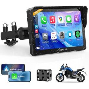 모터사이클 카플레이용 카푸라이드 W702 안드 나침반 공유 GPS 화면 듀얼 오토 모터바이크 7인치 내비게이션 방수 빛 기압계용 EQ 음악 블루투스 센서 인터콤
