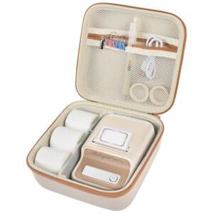 NIIMBOT B21 / Pro B1 라벨 메이커 무선 열 프린터, 잉크 없는 및 라벨링 테이프 리필 홀더, 케이블 액세서리용 메쉬 포켓(베이지)과 호환되는 ALKO 케이스