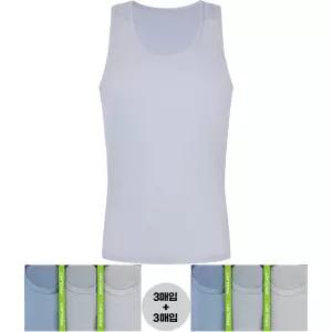 [폴밋]남자 메리야스 런닝셔츠 여름용 인견 민소매 컬러 런닝 6매 세트 국내산 선물