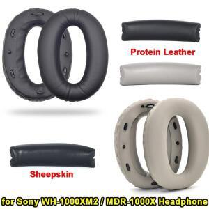 소니 WH-1000XM2 / MDR-1000X용 교체용 헤드폰 이어패드 양가죽 단백질 헤드밴드 커버 1세트