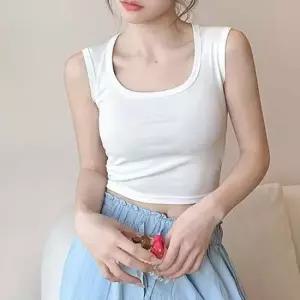 데일리룩스쿱넥 민소매 슬리브리스 티탑