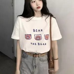 곰세마리 알파벳 프린트하절기 연출 걸스 이지 하프슬리브 티탑
