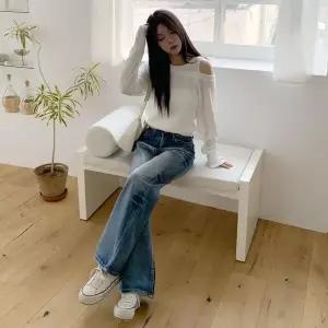 |CHP93C2|여성용 빈티지 워싱 부츠컷 청바지 봄