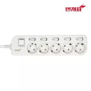금호전기 번개표 멀티탭 개별형 5구 5M 멀티콘센트 국내제조