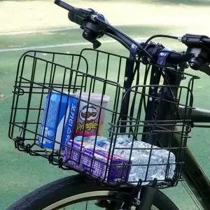 자전거 짐 바구니 접이형 탈부착 휴대용 자전거 앞 바구니 수납 철제 용품 짐받이 접이식 킥보드 핸들 전기