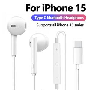 Apple iPhone 15 14 13 Pro 고음질 Bluetooth 유선 헤드셋 Type-C 3.5mm Samsung Xiaomi iPad 태블릿에 최