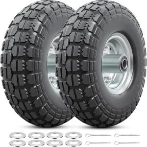 4.10/3.50-4 타이어 및 휠 핸드 트럭 휠바로우 왜건 고릴라 카트 타이어(실버 2PCS) P-096과 호환되는