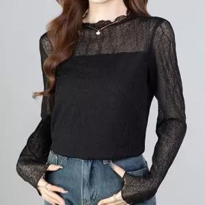 러플네크라인 시스루 블라우스 DA1DE3