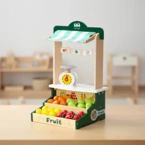 캐스B 원목 슈퍼마켓 놀이대 과일 모형 음식 진열대 시장놀이 장보기 쇼핑 역할 장난감
