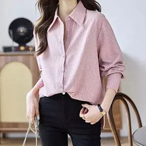 [패션시그널]핑크 스트라이프 셔츠블라우스 6804BE