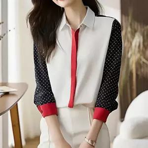 [패션시그널]레드히든라인 도트 셔츠블라우스 685C08