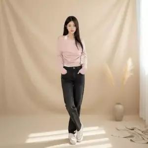 [다잇템] 여성 워싱 슬림핏 사계절용 데님배기팬츠